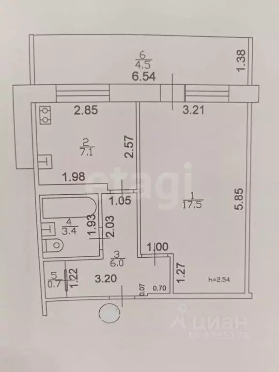 1-к кв. Татарстан, Казань ул. Адоратского, 49 (35.0 м) - Фото 2