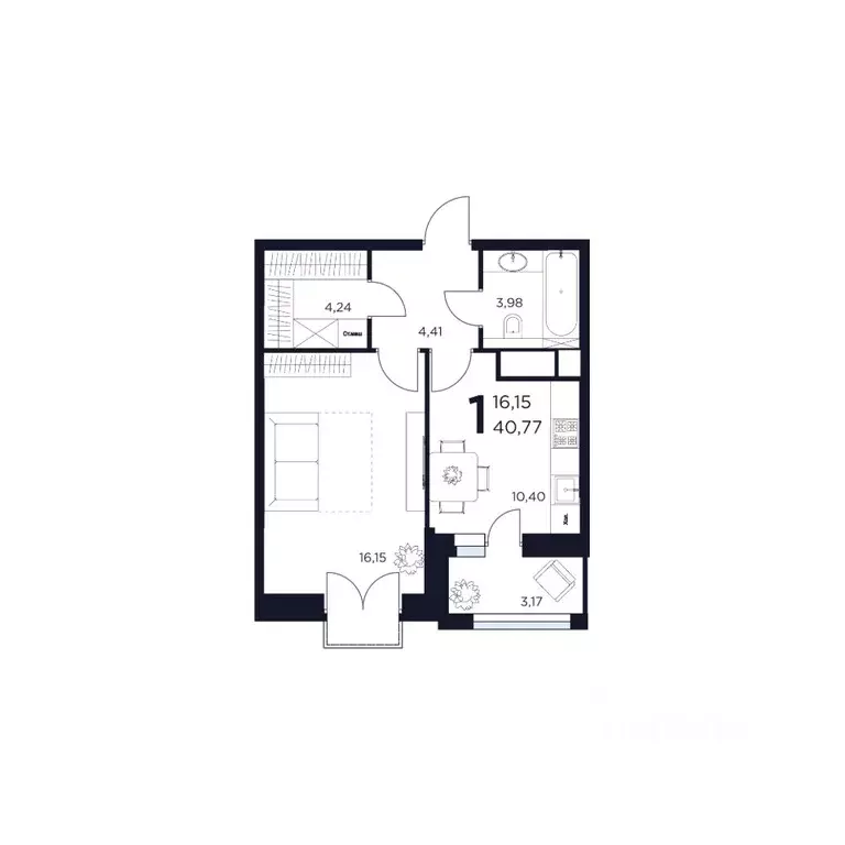 1-к кв. Московская область, Химки ул. Германа Титова, 2 (40.77 м) - Фото 0