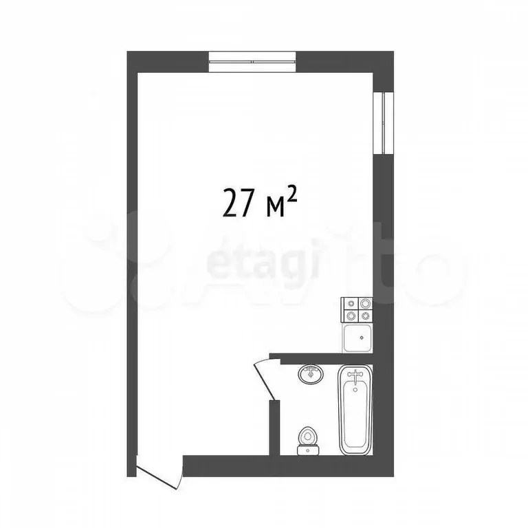 Квартира-студия, 27 м, 2/2 эт. - Фото 0