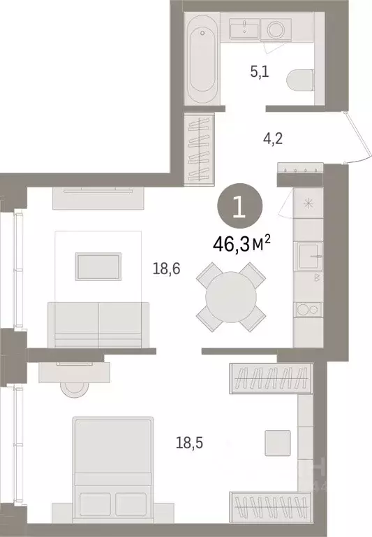 1-к кв. Ленинградская область, Ломоносовский район, Аннинское ... - Фото 1