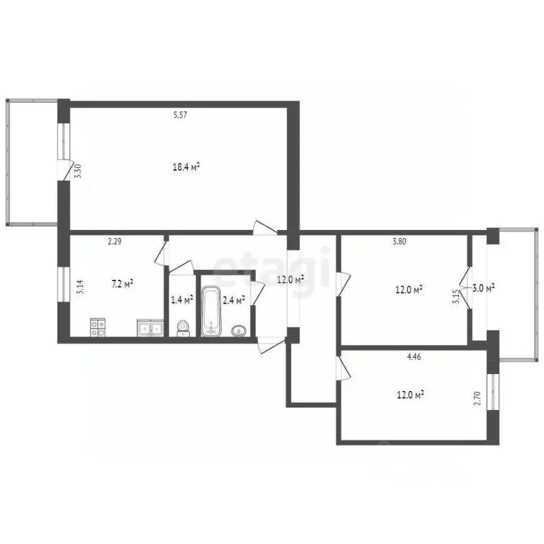 3-к кв. Севастополь ул. Боцманская, 1 (69.5 м) - Фото 1