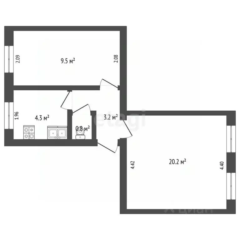 2-к кв. Крым, Феодосия ул. Красноармейская, 4 (38.0 м) - Фото 2