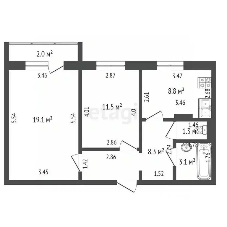 2-к кв. Мордовия, Саранск Большевистская ул., 124 (52.1 м) - Фото 1