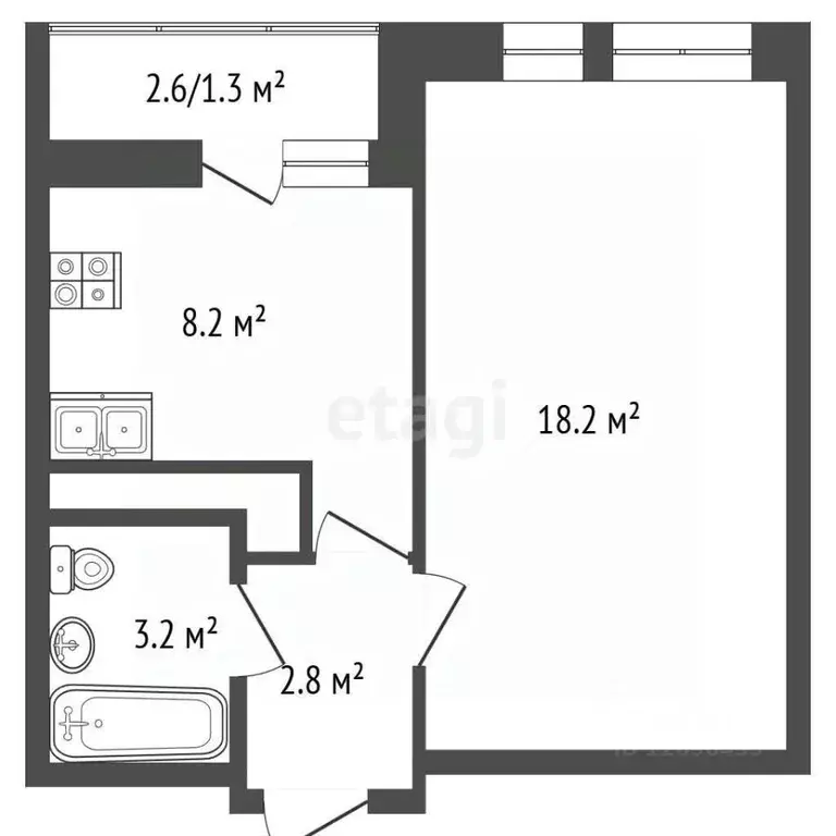 1-к кв. Московская область, Балашиха ул. Романычева, 5 (33.0 м) - Фото 1