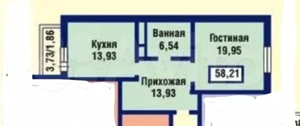 1-к. квартира, 58,8 м, 3/12 эт. - Фото 0