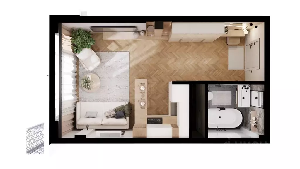 Студия Ставропольский край, Пятигорск ул. Ермолова, 28А (28.29 м) - Фото 2