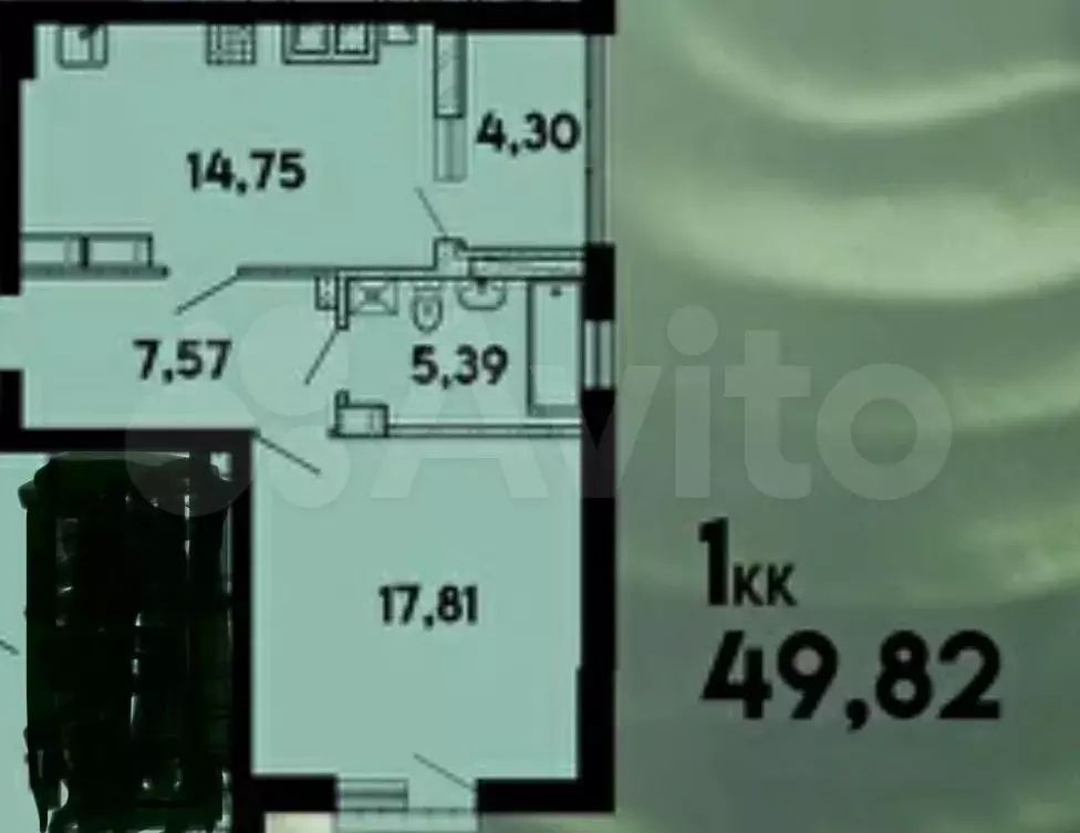 1-к. квартира, 49,8 м, 12/17 эт. - Фото 1