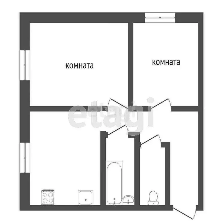 2-комнатная квартира: Чебаркуль, улица Елагина, 431 (41.4 м) - Фото 0