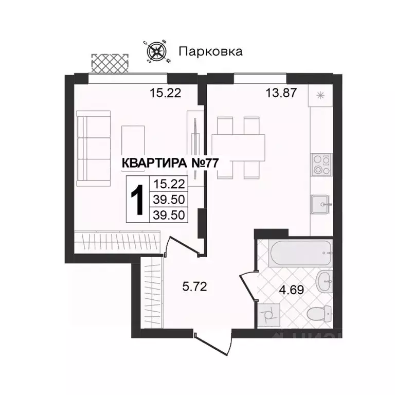 1-к кв. Владимирская область, Муром ул. 1-я Новослободская (39.4 м) - Фото 0