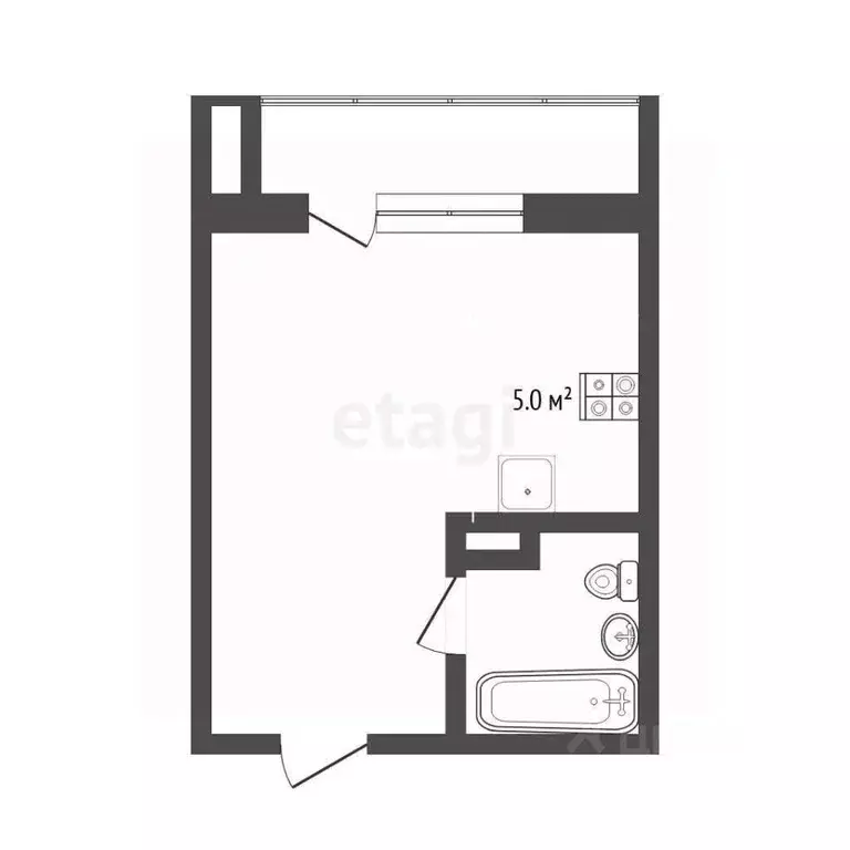 Студия Тюменская область, Тюмень ул. Новоселов, 111 (23.5 м) - Фото 1