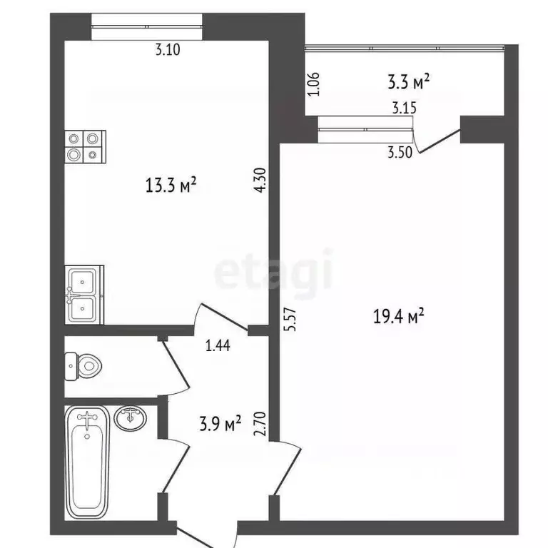 1-к кв. Тюменская область, Тюмень ул. Московский Тракт, 161 (40.1 м) - Фото 2
