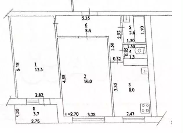 2-к. квартира, 51 м, 5/9 эт. - Фото 0