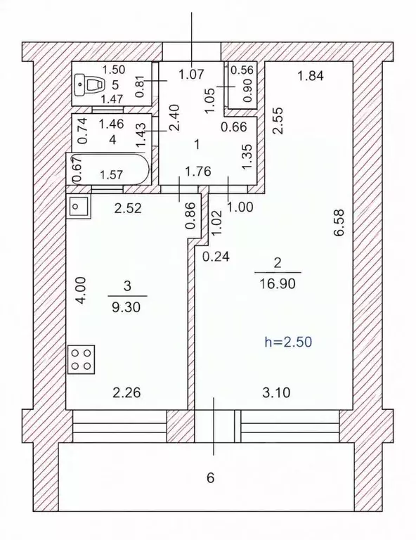 1-к кв. Чувашия, Чебоксары Цивильская ул., 5 (33.6 м) - Фото 2