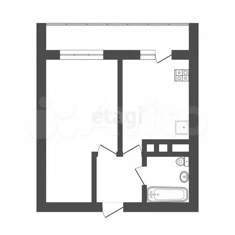 1-к. квартира, 44,8 м, 4/10 эт. - Фото 0
