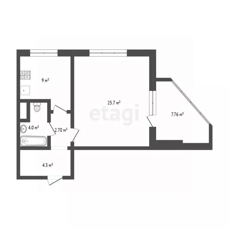 1-к кв. Тюменская область, Тюмень ул. Червишевский Тракт, 21к2 (53.0 ... - Фото 2