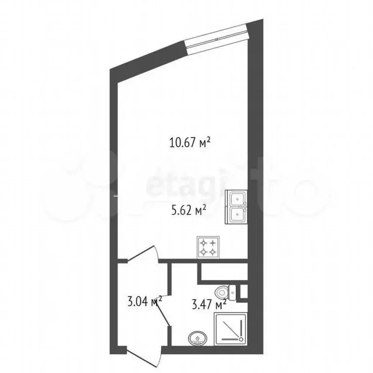 Квартира-студия, 22,8 м, 13/15 эт. - Фото 1