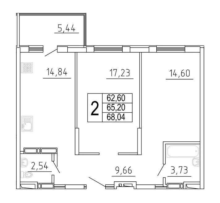 2-комнатная квартира: Самара, улица Дыбенко, 5 (67.61 м) - Фото 0