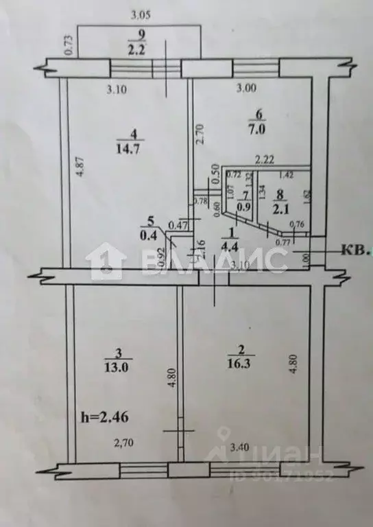 3-к кв. Башкортостан, Стерлитамак Вокзальная ул., 21А (58.8 м) - Фото 1