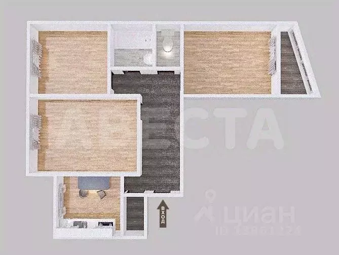 3-к кв. Омская область, Омск ул. Кирова, 7 (62.3 м) - Фото 2