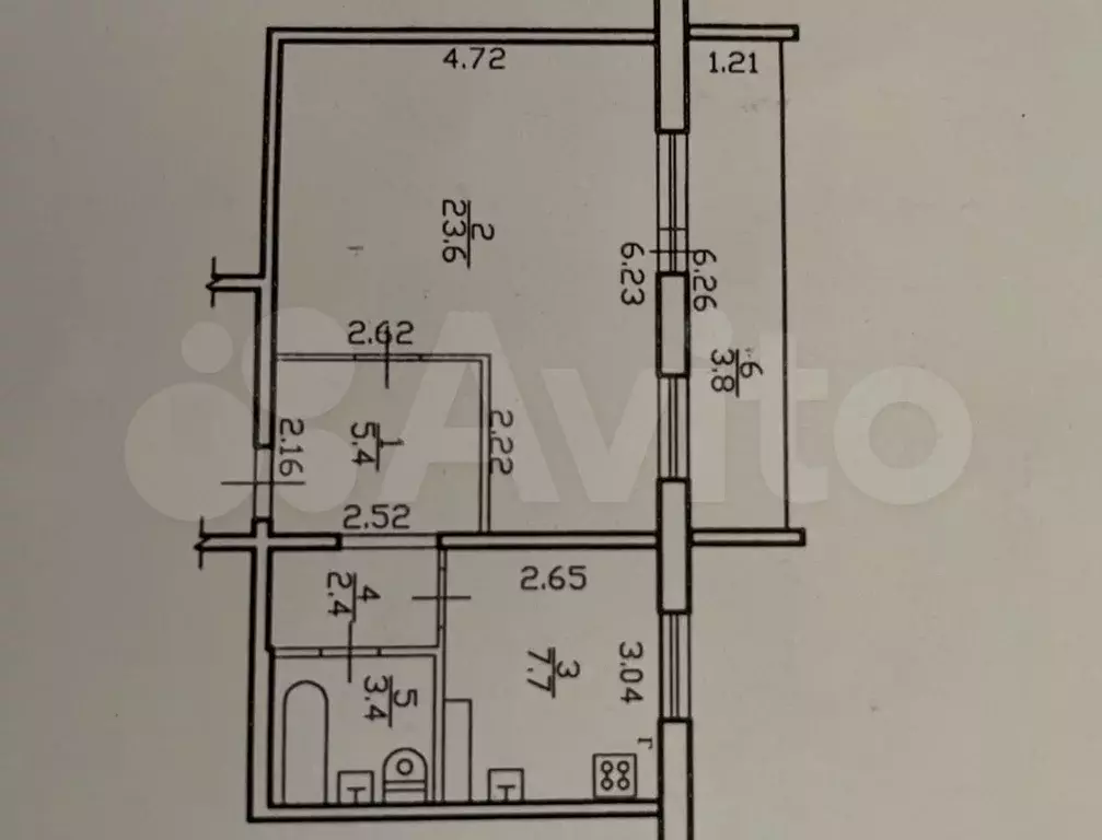 1-к. квартира, 42,5 м, 2/5 эт. - Фото 0