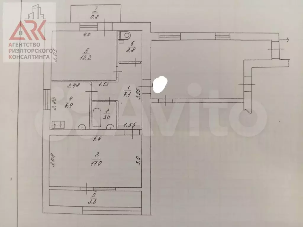 2-к. квартира, 53,1 м, 4/5 эт. - Фото 1