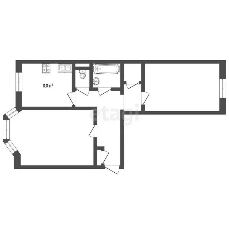 2-комнатная квартира: Уренгой, 1-й микрорайон, 10 (57.1 м) - Фото 0