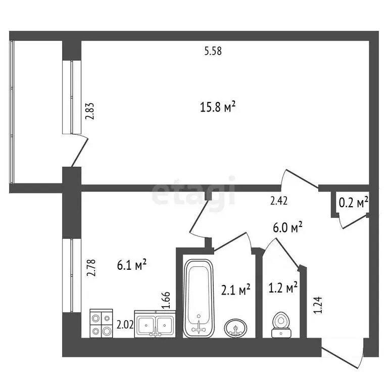 1-комнатная квартира: Миасс, Гвардейская улица, 5 (31.4 м) - Фото 1