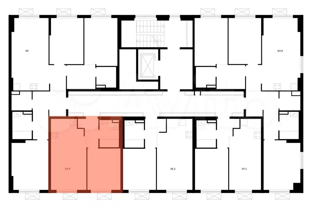 1-к. квартира, 35,9 м, 8/9 эт. - Фото 1