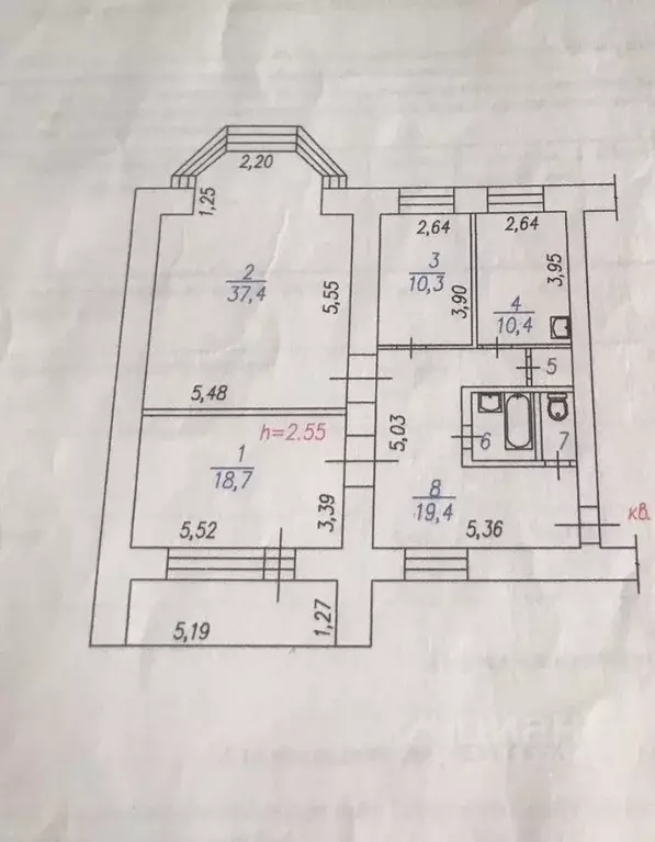 3-к кв. Кемеровская область, Новокузнецк ул. Тольятти, 72 (102.0 м) - Фото 2