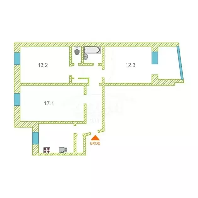 3-комнатная квартира: Тюмень, улица Осипенко, 84 (65.2 м) - Фото 0