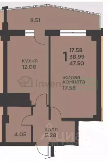 1-к кв. Калининградская область, Калининград ул. Гайдара, 90 (48.3 м) - Фото 1