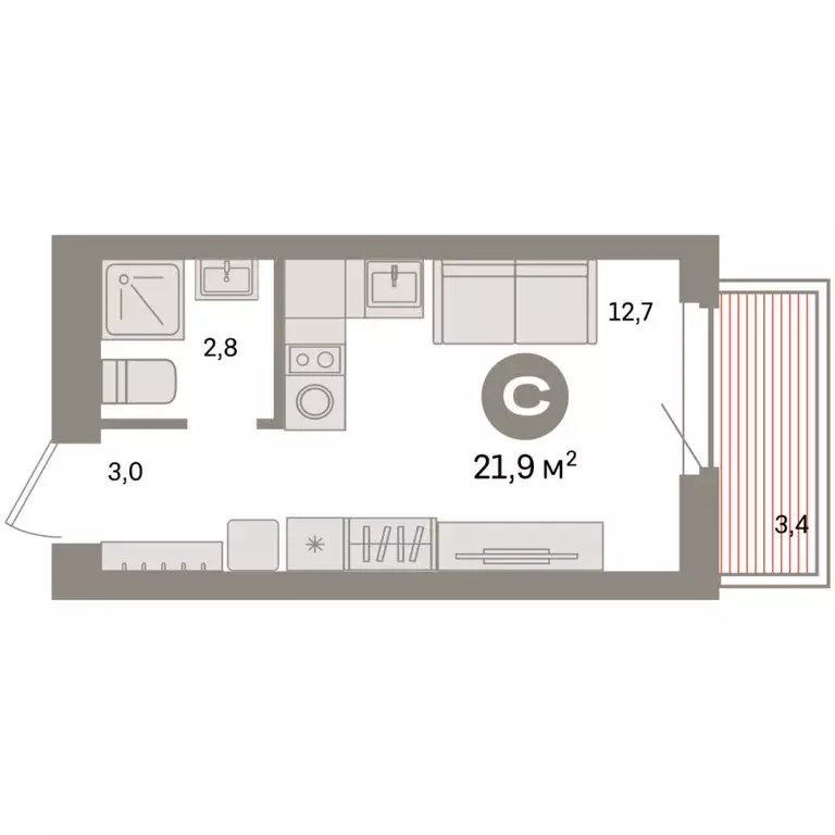 Квартира-студия: Екатеринбург, жилой район Сортировочный, микрорайон ... - Фото 2