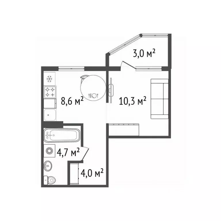 Студия Новосибирская область, Новосибирск ул. Ясный Берег, 33 (29.1 м) - Фото 2