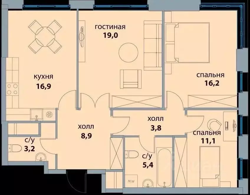 3-к кв. Москва Шелепихинская наб., 34к5 (85.0 м) - Фото 2