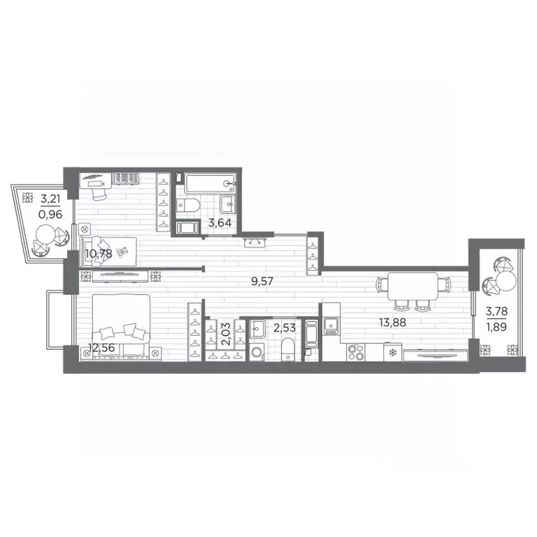 2-к кв. Санкт-Петербург Полюстровский просп., 87 (57.84 м) - Фото 1