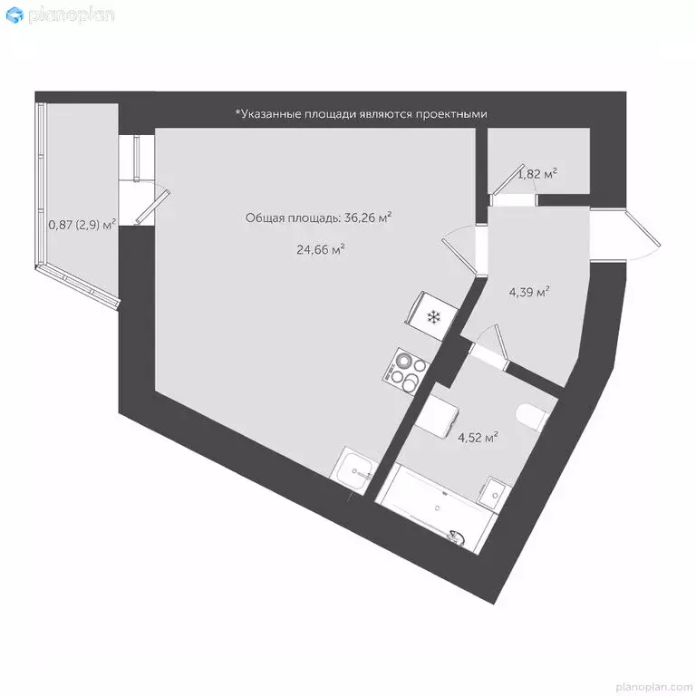 Квартира-студия: Ярославль, Суздальское шоссе, 64 (36.6 м) - Фото 1