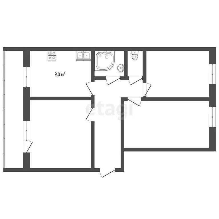 3-комнатная квартира: Сельхозтехника, 21 (61.6 м) - Фото 0