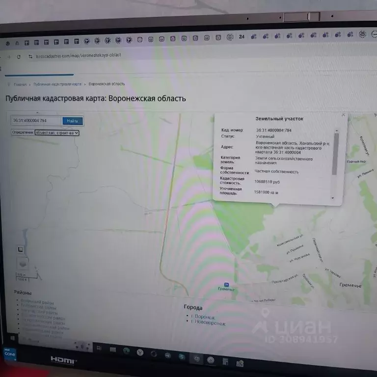Участок в Воронежская область, Хохольский район, с. Гремячье  (15810.0 ... - Фото 1