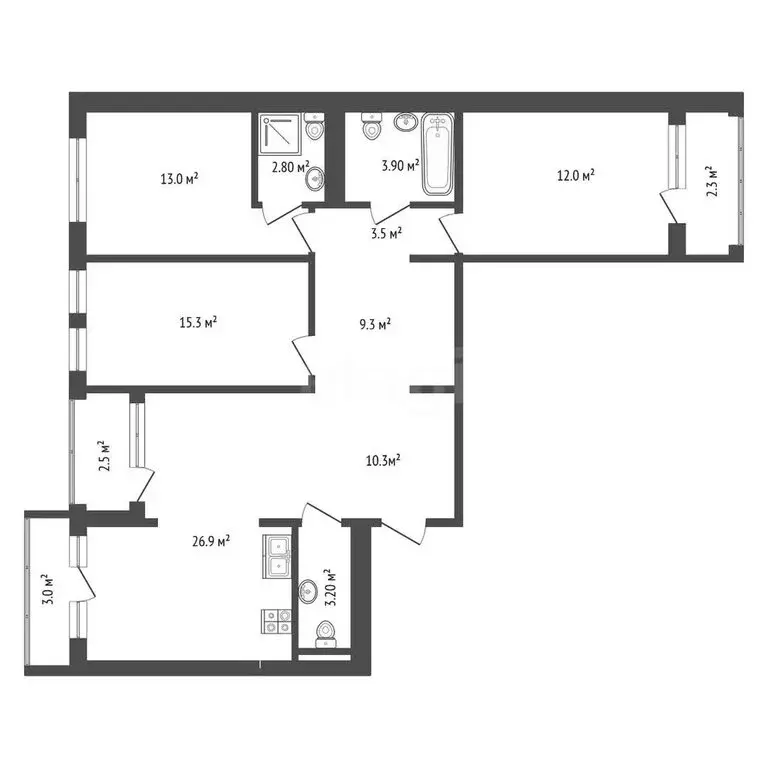 3-комнатная квартира: Тюмень, улица Энергетиков, 42 (100 м) - Фото 1