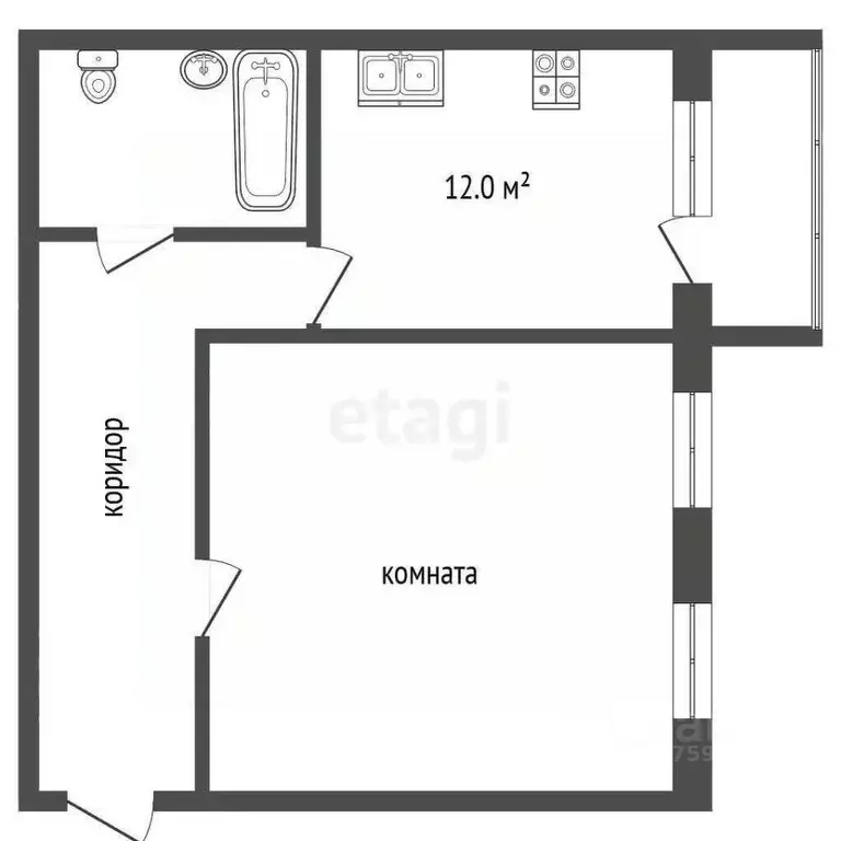 1-к кв. Ярославская область, Гаврилов-Ямский муниципальный округ, с. ... - Фото 1