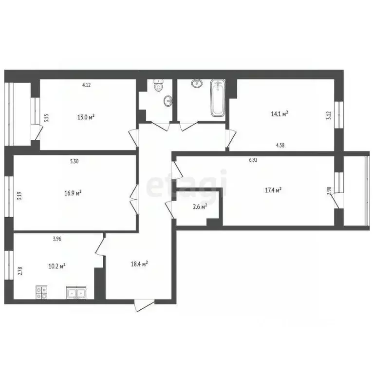 4-к кв. Камчатский край, Петропавловск-Камчатский Дальневосточная ул., ... - Фото 2
