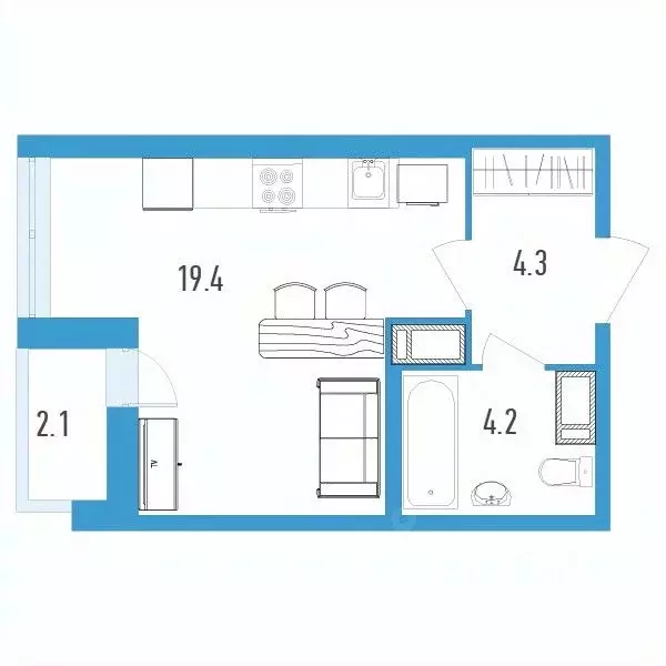 Студия Санкт-Петербург ул. Вадима Шефнера, 4 (29.0 м) - Фото 0