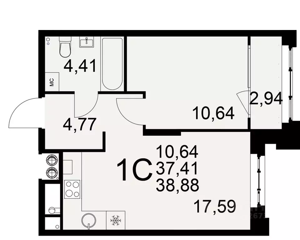 1-к кв. Рязанская область, Рязань Торговый Городок тер., Медиана жилой ... - Фото 1