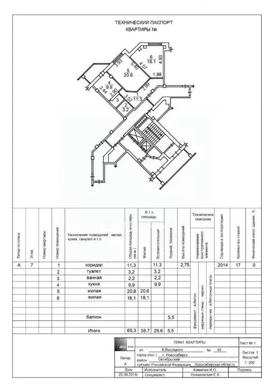 2-к кв. Новосибирская область, Новосибирск ул. В. Высоцкого, 49 (65.3 ... - Фото 2