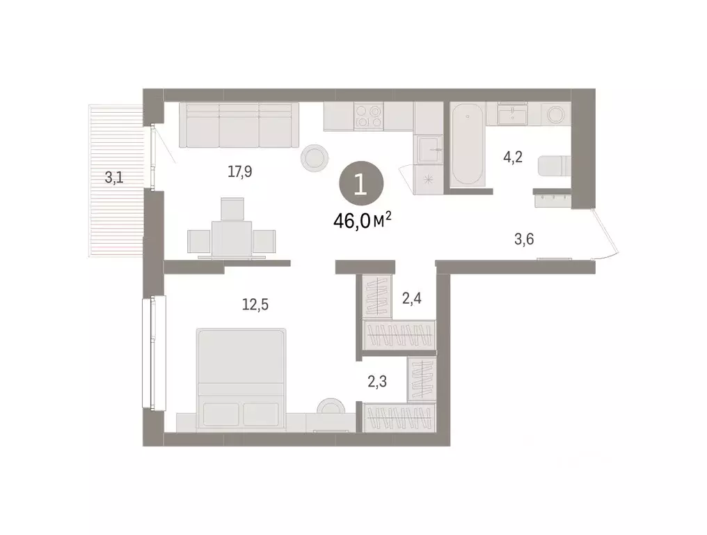 1-к кв. Челябинская область, Сосновский муниципальный округ, пос. ... - Фото 1