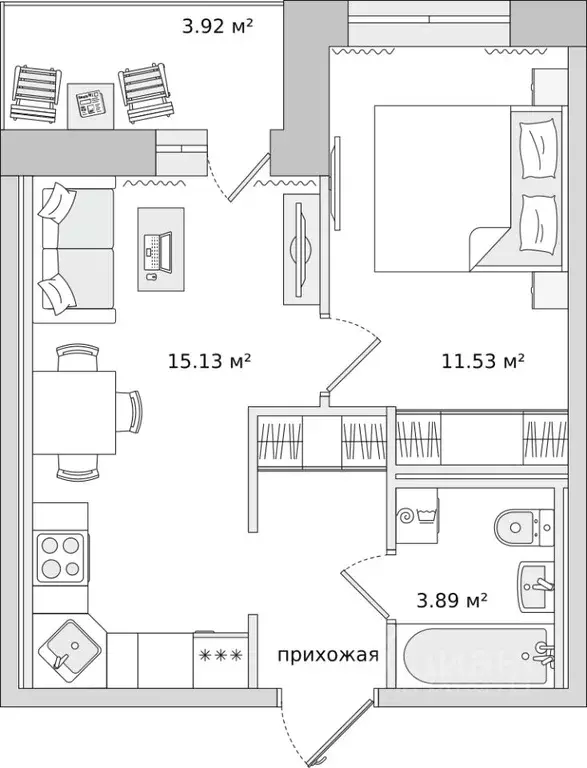 1-к кв. Ленинградская область, Мурино Всеволожский район, ул. Шоссе в ... - Фото 0