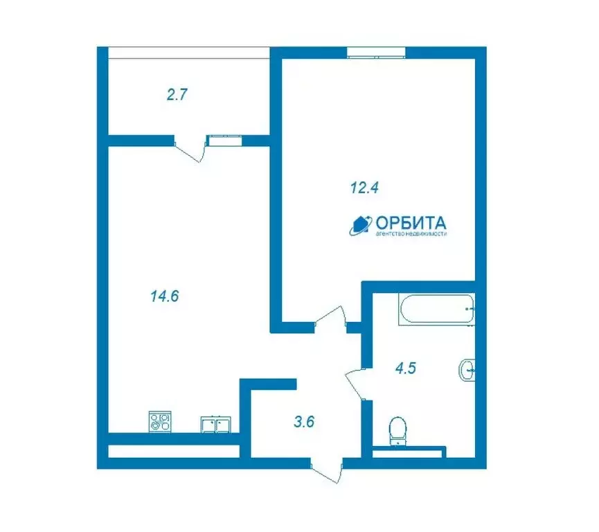 1-комнатная квартира: Тюмень, улица Василия Малкова, 9 (33.7 м) - Фото 1
