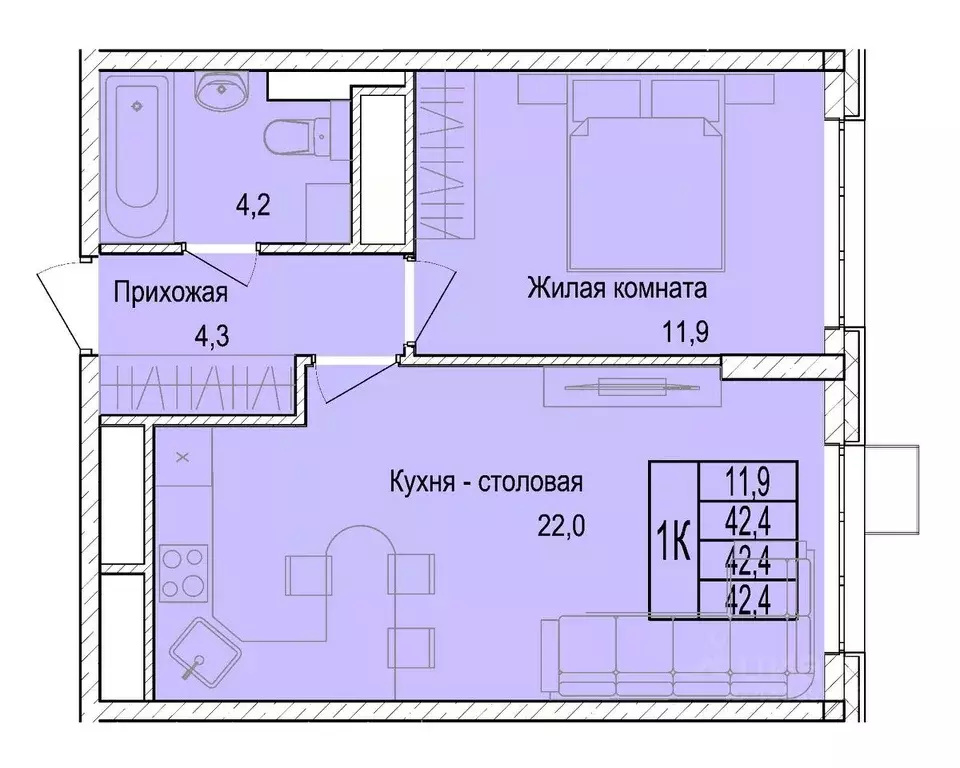 1-к кв. Московская область, Мытищи Леонидовка мкр,  (41.9 м) - Фото 0