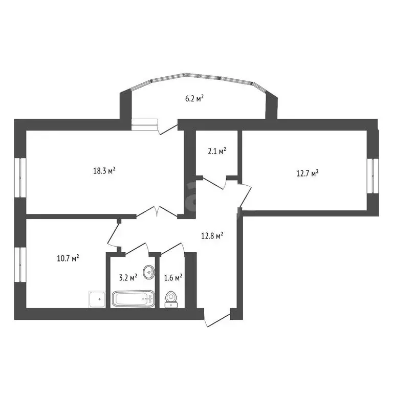 2-комнатная квартира: Благовещенск, Заводская улица, 2/4 (62 м) - Фото 1