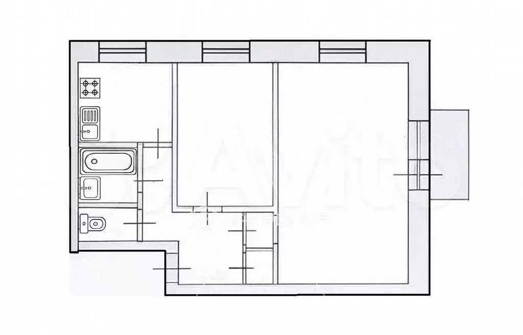 2-к. квартира, 42 м, 4/5 эт. - Фото 0